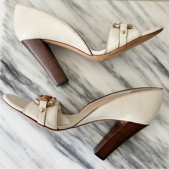 Gucci Leather Horsebit Accent Open Toe Heels - Picture 8 of 10